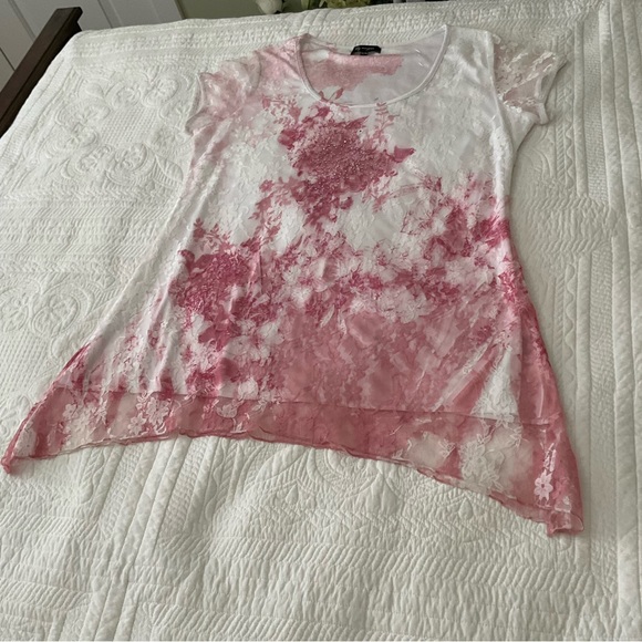 LILY MORGAM, PINK & WHITE FLORAL BLOUSE - Picture 10 of 13